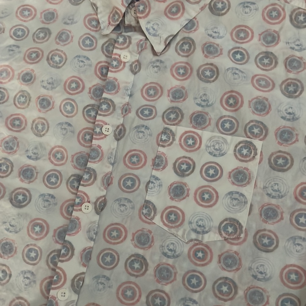 Marvel Avengers Captain America Collared Button Down Shirt, Size XL